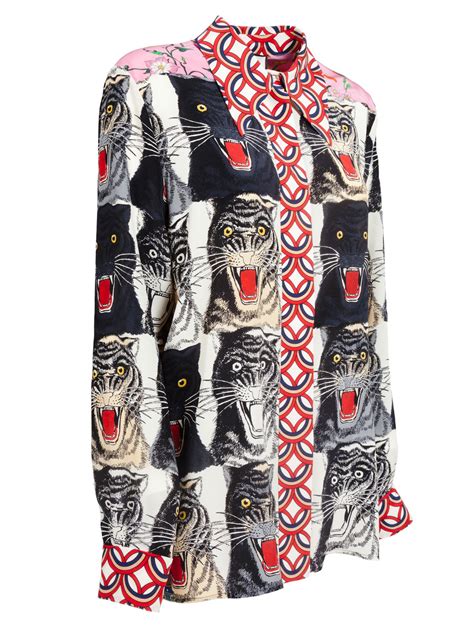 camicia gucci tigre|Gucci tiger print.